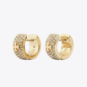 Tory Burch ICON PAVÉ HUGGIE EARRINGS in gold